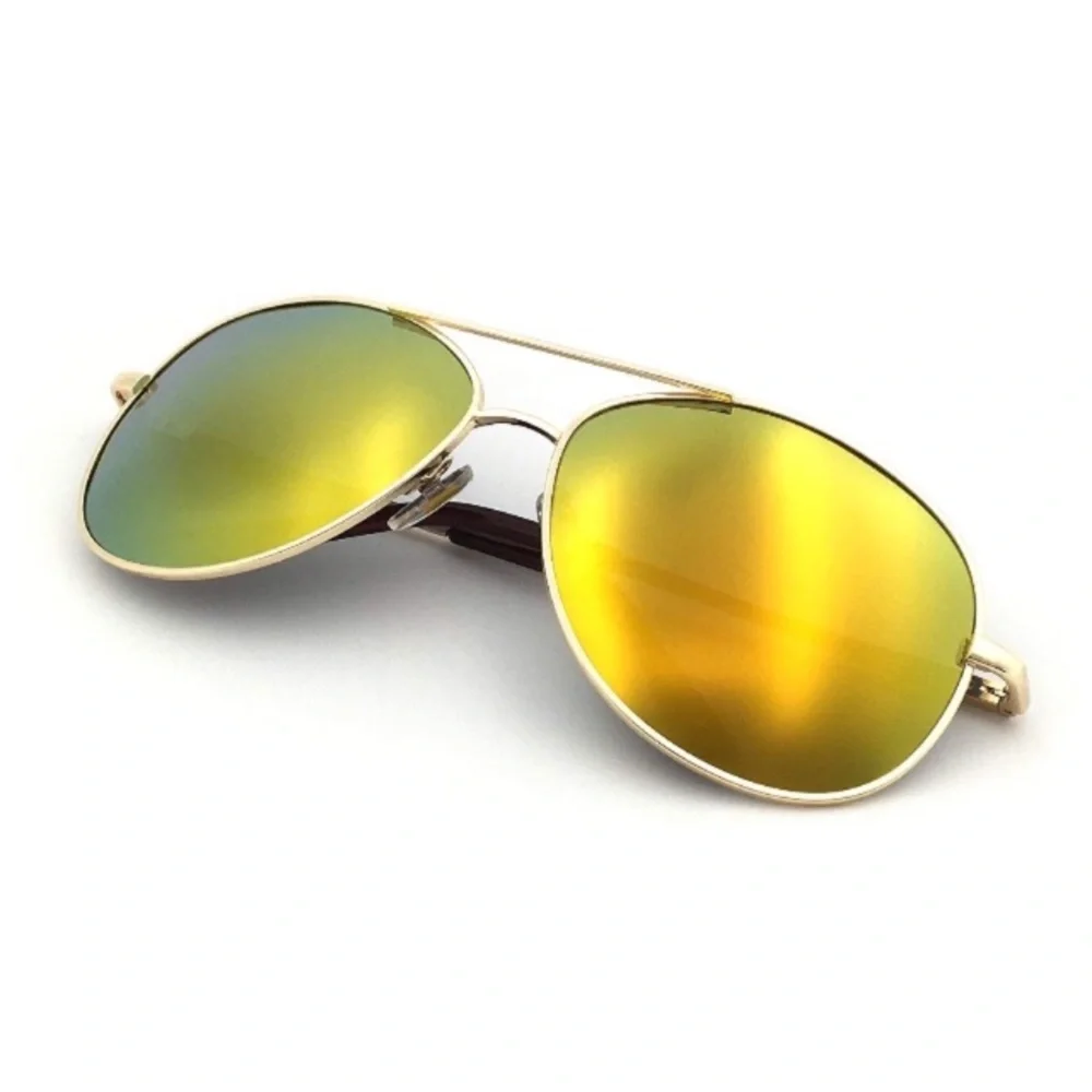 Mirrored Sunny Lens Gold Frame Aviator Sunglasses - Picture 2 of 3